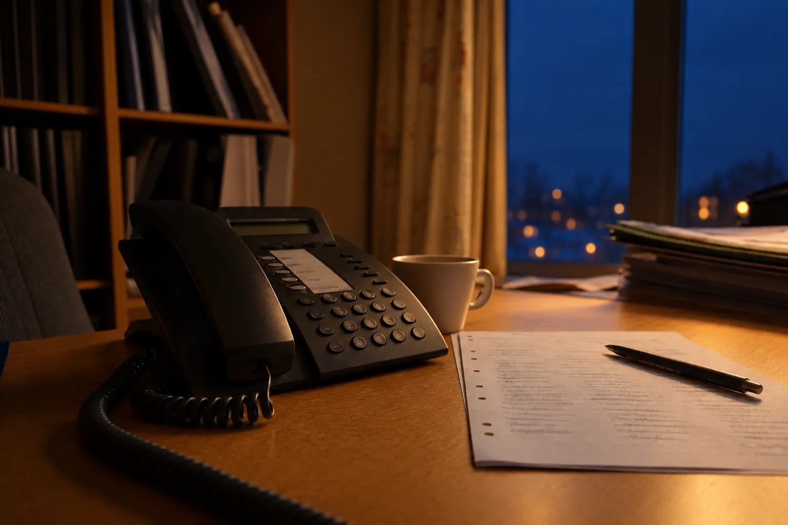 En håndskrevet kontaktliste med avkryssede rader ved siden av en telefon